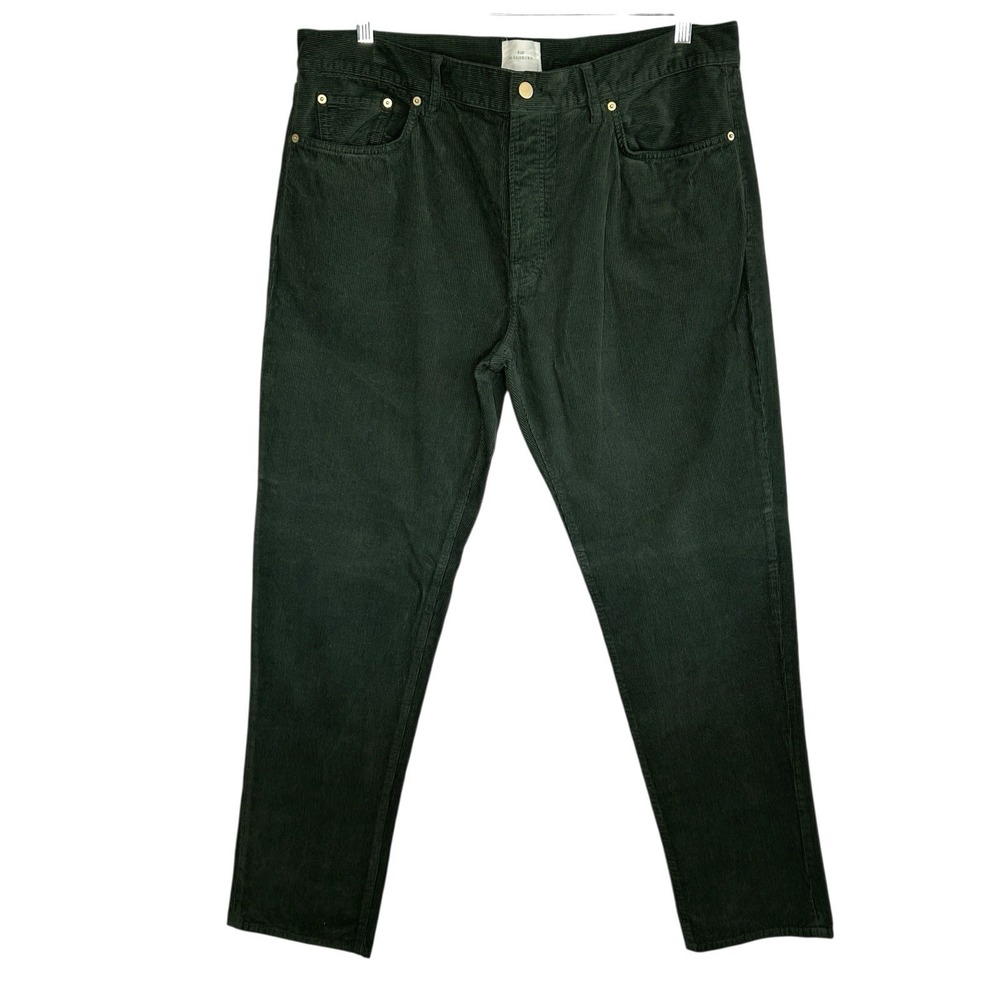 Sid Mashburn Corduroy Pants 40X32 Button Fly Straight Leg Mid Rise Dark Green